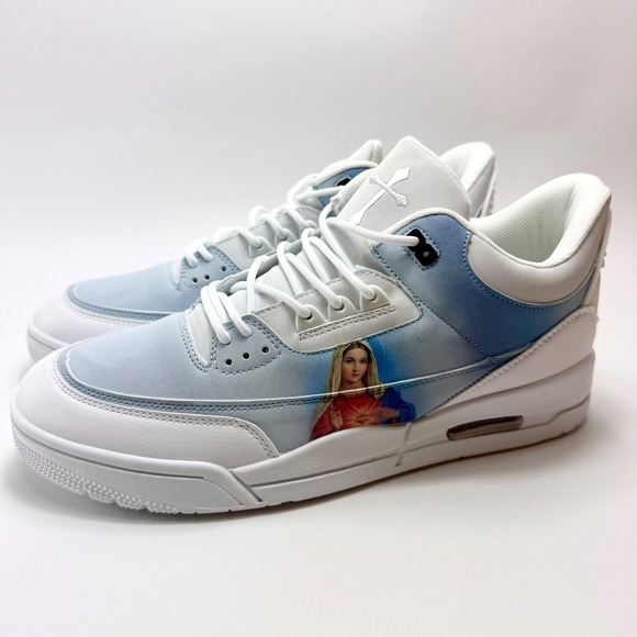 Kito Online Mother Mary Tribus‎ Sneakers Shoes White Blue Religious - Picture 3 of 8